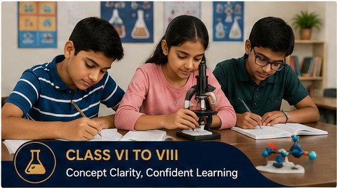 Class VI to VIII students studying science together at Manpreet Tuition Academy